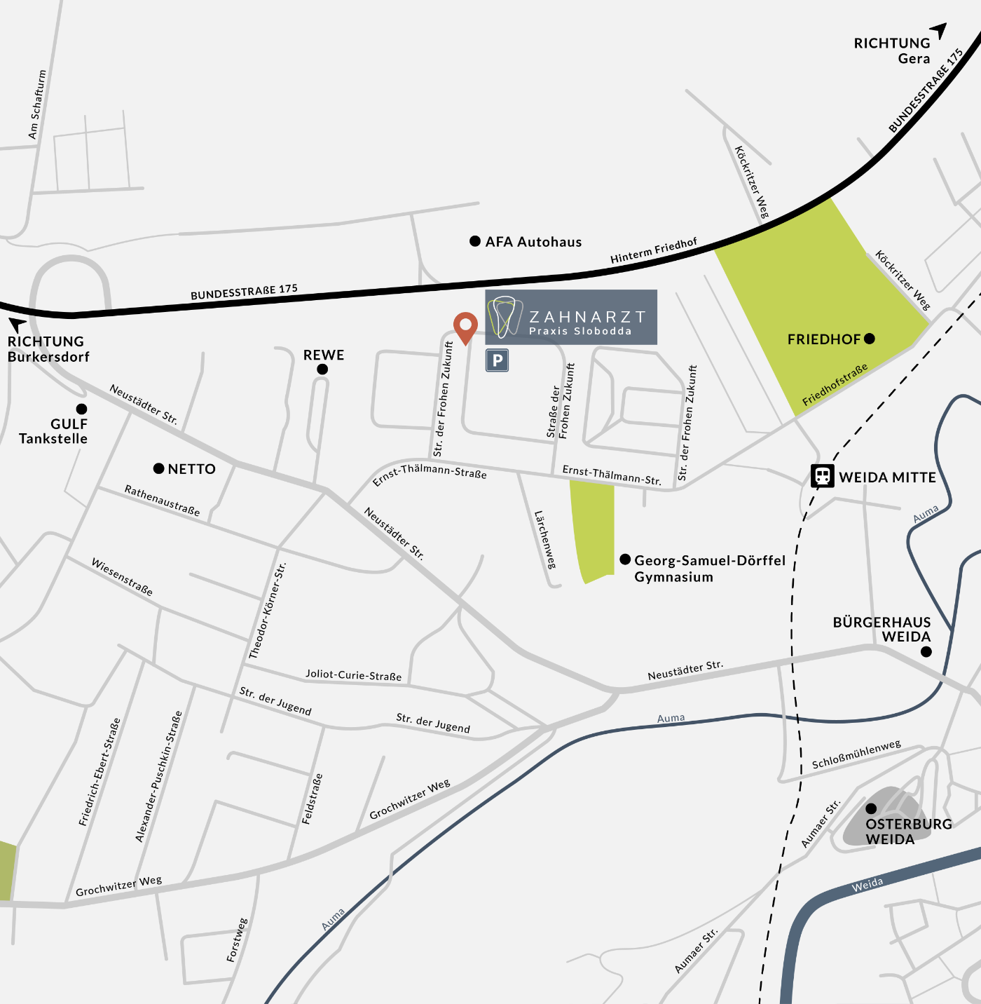 Karte ‧ Weida Karte ‧ Anfahrt Weida